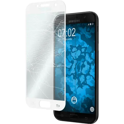 Produktbild von 1er-Pack PhoneNatic Glas-Folie klar full-screen weiß kompatibel mit Samsung Galaxy A5 2017 - Panzerglas für Galaxy A5 2017