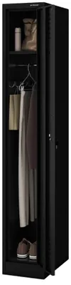 Produktbild von Umkleideschrank Spind KACPER 1 Abteil Etikettenhalter Lüftungsschlitze | Umkleidespind Metall Schließfachschrank Garderobenspind 180x30x50cm Schwarz