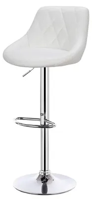 Produktbild von Barhocker - Moderner Barhocker - Höhenverstellbar - Drehbar - Gepolstert - Kunstleder - Fußstütze - Weiß