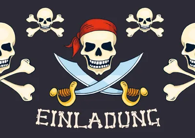 10 Piraten-Einladungskarten für Kindergeburtstag