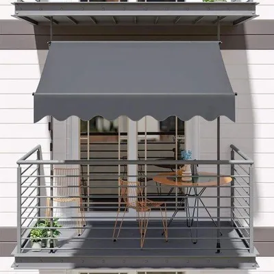 Image de Parasol de balcon - Auvent - 400x120 cm - Extensible - Protection UV 50+ - Gris