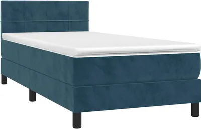 Produktbild von vidaXL Boxspringbett mit Matratze Dunkelblau 90x200 cm Samt