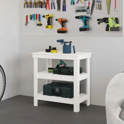 Zdjęcie produktu dla Stół warsztatowy Living Store biały 78,5x50x80 cm lite drewno sosnowe