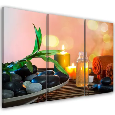 Produktbild von Triptychon auf leinwand religiös - orange 150x100 cm Feeby orange wandbild bereit zum aufhängen
