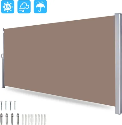 Obrázek produktu pro Jopassy boční markýzy markýzy testované hliníková markýza zahradní hnědá ochrana proti slunci boční roleta ochrana proti větru 160x300cm