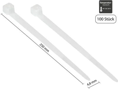 Produktbild von Kabelbinder 250x4,8 mm transparent, 100 Stück