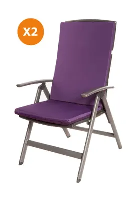 Produktbild von Stuhlkissen 2er set | Sitzkissen 110x47x4cm Violett | sitzkissen stuhl | stuhlkissen outdoor | sitzkissen hochlehner