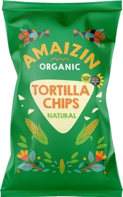 Obrázok produktu pre SOLENÉ KUKURIČNÉ TORTILOVÉ ČIPESKY, BEZLEPKOVÉ,150 g - AMAIZIN