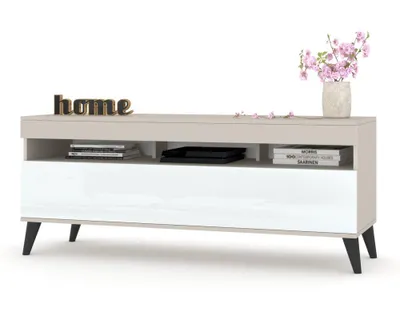 Produktbild von TV-Lowboard Fernsehschrank PLAY STEHEND Cashmere/Weiß Hochglanz 160cm