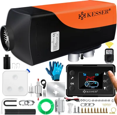 Produktbild von KESSER® Standheizung 8KW für Diesel | Diesel-Heizung mit LCD-Display und Fernbedienung | Lufterhitzer mit Schalldämpfer für Auto PKW LKW Wohnmobil | Heizung, Timer und Thermostat | 12V/24V KFZ