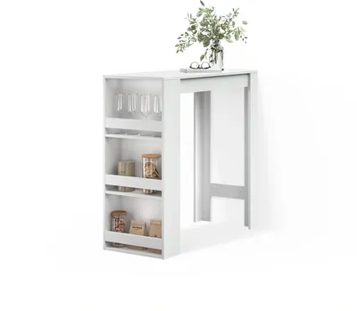 Image de Table de bar Livinity Regusa Blanc 45x110cm, Model 55914