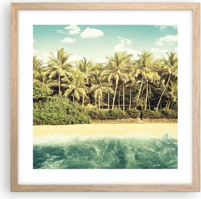 Produktbild von Gerahmtes Poster - Rahmen in heller Eiche - Natur Strand Palmen - 40x40 cm - Wand Bild - Wanddeko - Wandbilder - Kunstposter - Wandposter - Bilderrahmen - Bilder - Kunstdruck - P2NAC40x40-4915
