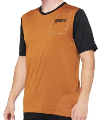 Image de Maillot Ridecamp pour homme 100 %, taille L, couleur Terracotta/Noir