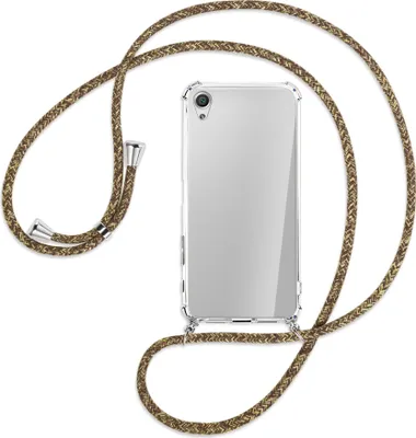 Produktbild von Handykette Backcover-Schutzhülle mit Band (Metall silberfarben) für Sony Xperia X Performance - braun+beige