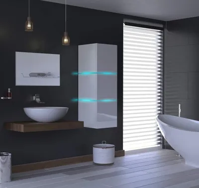 Obrázok produktu pre Furnitech ALIUS 15 Kúpeľňové skrinky Zrkadlový set (LED RGB (16 farieb), biely)