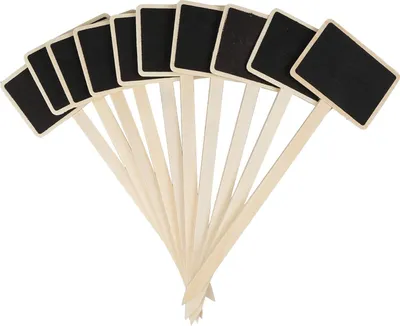 Productafbeelding van 20 stuks houten plantenlabels zwart bord markers plantenborden mini krijtbord tuin staken tags T-type tags voor groentezaden bomen kruiden bloemen