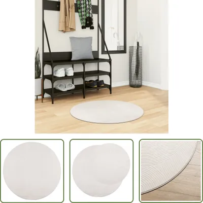 Obrázok produktu pre The Living Store Koberec IZA s krátkym vlasom škandinávsky vzhľad krémový Ø 80 cm