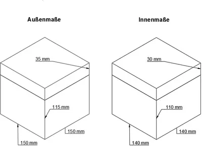 Produktbild von ECI Aluminium Koffer Schwarz Würfelform 15 x 15 x 15 cm mit Rasterschaum