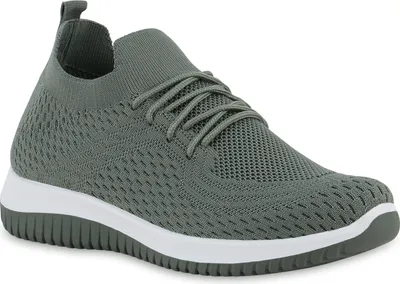Produktbild von VAN HILL Damen Laufschuhe Sportschuhe Sportliche Strick Profil-Sohle Schuhe 841704, Farbe: Olivgrün, Größe: 42