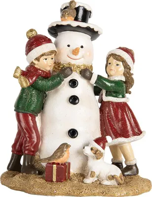Zdjęcie produktu dla Clayre & Eef Świąteczna figurka dekoracyjna dzieci 13x10x16 cm czerwony plastik