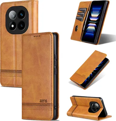 Obrázek produktu pro Kožené pouzdro pro Xiaomi Redmi Note 14 Pro+ 5G, skládací peněženkové pouzdro s magnetickým uzávěrem a stojánkem Žluť