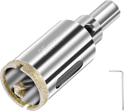 Produktbild von Diamantbohrer, Diamant Lochsäge, 25mm Lochsäge mit Zentrierbohrer, Glasbohrer mit Diamant-Beschichtung Kohlenstoffstahl, Bohrkron Fliesenbohrer für Glas/Fliese/keramisches/Marmor/Kalkstein