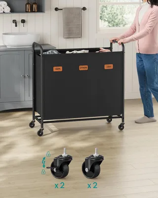 Produktbild von SONGMICS Wäschekorb mit Rollen, Wäschesammler 3 Fächer, 170 L Wäschesortierer