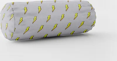 Produktbild von SCHÖNER LEBEN. Kissenhülle Blitze grau neon gelb verschiedene Größen Größe 15x40cm (ØxB) Nackenrolle 15x40cm (ØxB) Nackenrolle Größe