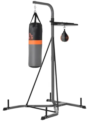 Productafbeelding van HOMCOM 2-in-1 staande bokszakstandaard, bokszakhouder, trainingsstation voor boksen en punchbal