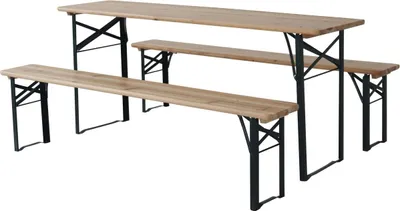 Obrázek produktu pro Skládací zahradní bistro stůl se 2 lavicemi "Lisbonne" - 176 x 46 x 75 cm - hnědý