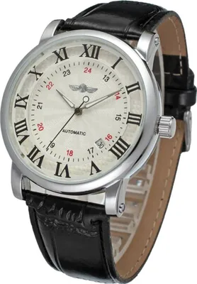 Produktbild von Herrenuhr, modische vollautomatische Armbanduhr mit mechanischem Uhrwerk und verschleißfestem Kunstlederarmband, Armbanduhr für Herren