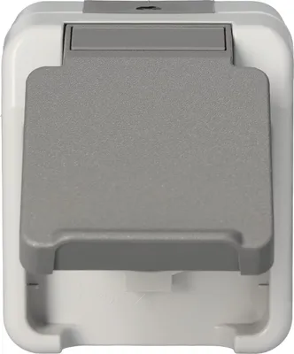 Produktbild von Schneider Electric Merten Schuko-Steckdose mit Klappdeckel, Aufputz, 1-fach, IP 44, Aquastar, lichtgrau, Artikelnummer MEG2301-8029, 1 Stück