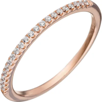 Produktbild von Gr. 52 Damen Ring schmal 925 Sterling Silber rotgold vergoldet mit Zirkonia