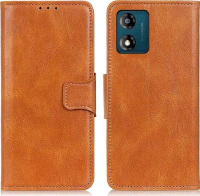 Produktbild von Mobigear Classy  Motorola Moto E13 Hülle Klapphülle Geldbörse - Cognac