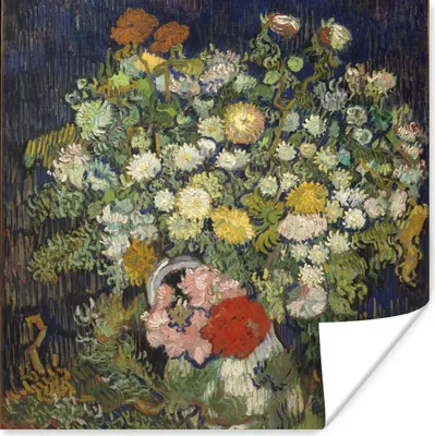 Produktbild von MuchoWow® Poster Blumenstrauß in einer Vase - Vincent van Gogh 50x50 cm - Wohnzimmerdekoration