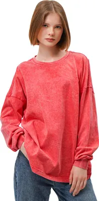 Zdjęcie produktu dla Damska koszulka z długim rękawem 100% bawełna – oversize 5XL/6XL – styl vintage – wygodna i stylowa