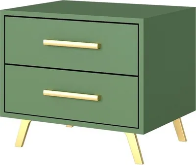 Produktbild von Furniture24 Nachttisch Bali Nachtschrank Nachtkästchen mit 2 Schubladen Flaschengrün