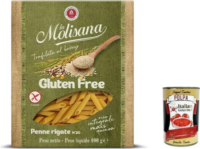 Produktbild von 20x La Molisana, Penne Rigate n. 20 Senza glutine, Gluten frei Pasta mit voller Reis, Mais und Quinoa, gluten free, 400 g + Italian Gourmet polpa 400g