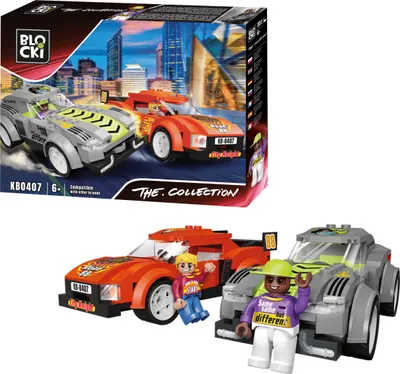 Produktbild von BLOCKI Rennfahrzeuge Rennautos 2er Set Bausatz Spielzeug 351 Teile