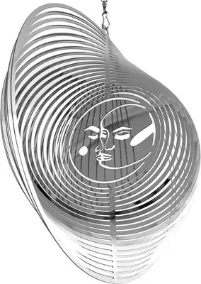 Produktbild von Metallenes Gartenmotiv - Silbernes Solarmond-Design - Außenbereich Dekoration - 3D Kunststück - Garten Schmuck - 18 cm x 18 cm