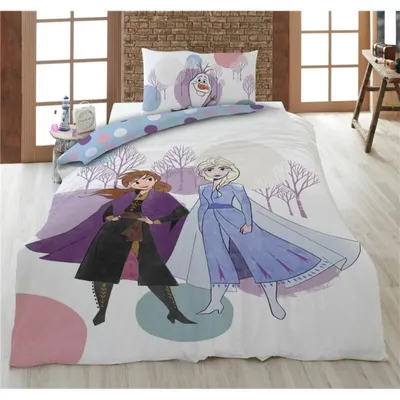 Produktbild von Disney Frozen Bettbezug – 160 x 210 cm (für Einzelbett) – 65 x 100 cm – 100% Baumwolle