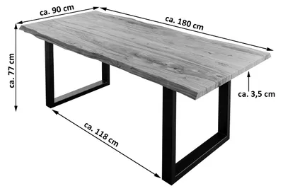 Produktbild von Baumkante Esstisch Sheesham naturbelassen 180x90 schwarz London