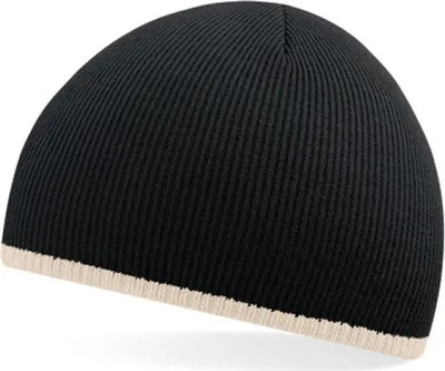 Zdjęcie produktu dla Beechfield B44C | Dwukolorowa czapka zimowa Pull-On Beanie - Kolor: Czarny/Kamień - Rozmiar: Jeden rozmiar