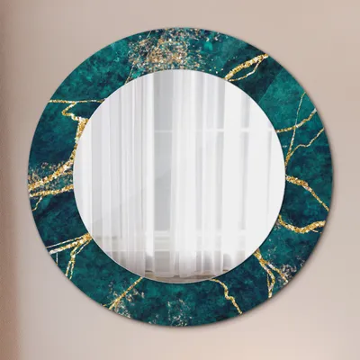 Produktbild von Spiegel - Mirror zum Wandspiegel Schlafzimmer – Schminkspiegel- Malachit grün Marmor- Ø50cm
