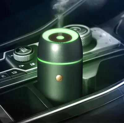 Produktbild von Earnest Living, 100 ml, ätherischer Öldiffusor, Auto-Luftfrischer, Timer, Nachtlicht, USB-portabel, Auto-Off-Funktion, grünes Geschenk.