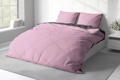 Produktbild von Bettwäsche Wende Unifarben Doubleface modern Microfaser Reißverschluss, Farbe:rosa / anthrazit, Größe:3 teilig 240x220 cm