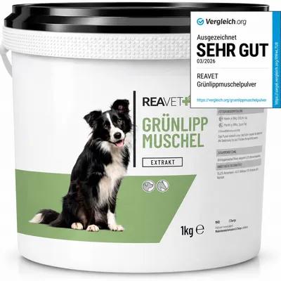 Productafbeelding van REAVET Groenlipmossel Extract Poeder 1kg voor honden en paarden | Groenlipmosselpoeder voor honden, hooggedoseerd groenlipmossel extract | Geschikt als aanvulling op het BARF-dieet na behandeling van artrose en artritis