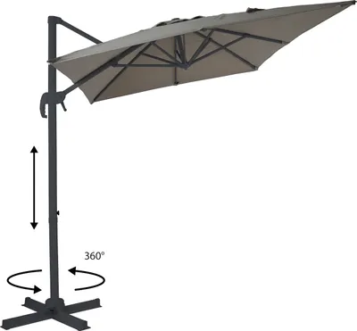 Produktbild von AXI Coco Ampelschirm Rechteakig 200 x 300 cm in Anthrazit / Taupe | Sonnenschirm für Garten / Terrasse mit Aluminium Rahmen | Inkl. Kreuzfuß &