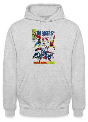 Produktbild von Spreadshirt Avengers Comic Superhelden Assemble Uni Hoodie, S, Hellgrau meliert
