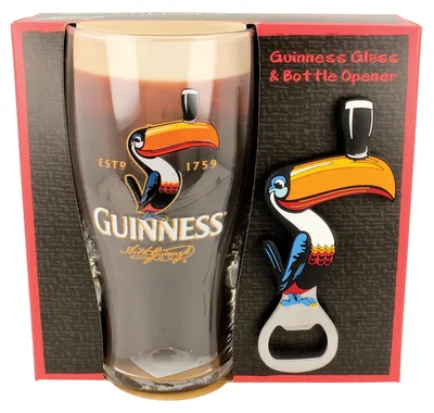 Obrázek produktu pro Sklenice na pivo Guinness – exkluzivní zboží – sklenice na pintu – otvírák na lahve – kolekce Gilroy – ikonický design – vysoce kvalitní materiály – sklenice na pití